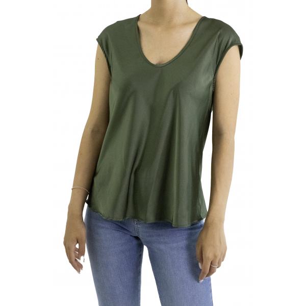 Blusa tinta unita con scollo a V